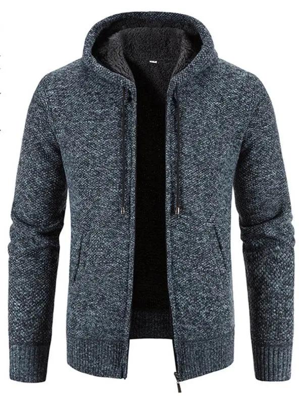 Cozy Casual Knitted Hooded Zipper Jacket for Men - Perfect for Autumn Adventures - MENLL
